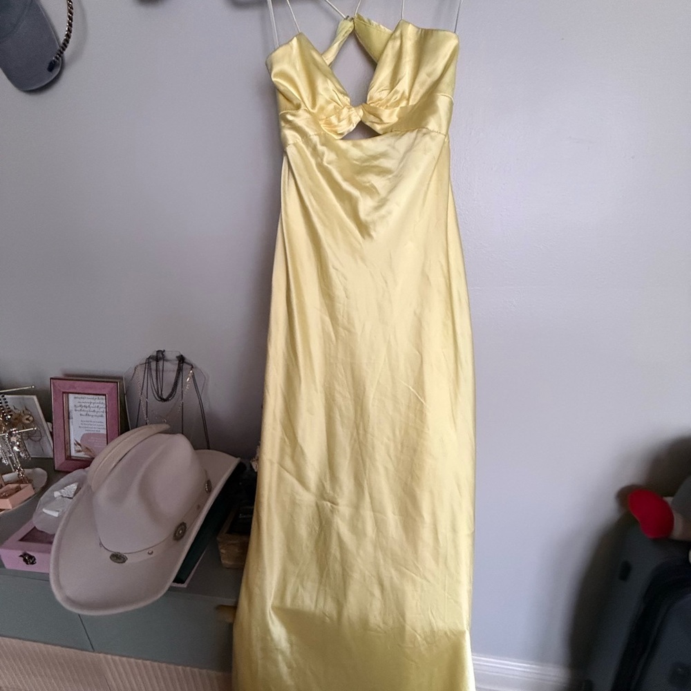Mac Duggal Strapless Yellow Dress